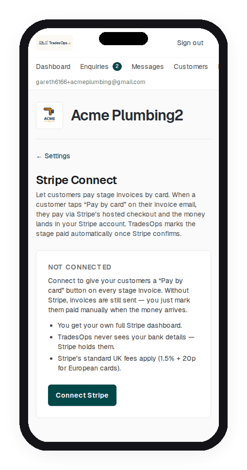 Stripe Connect setup